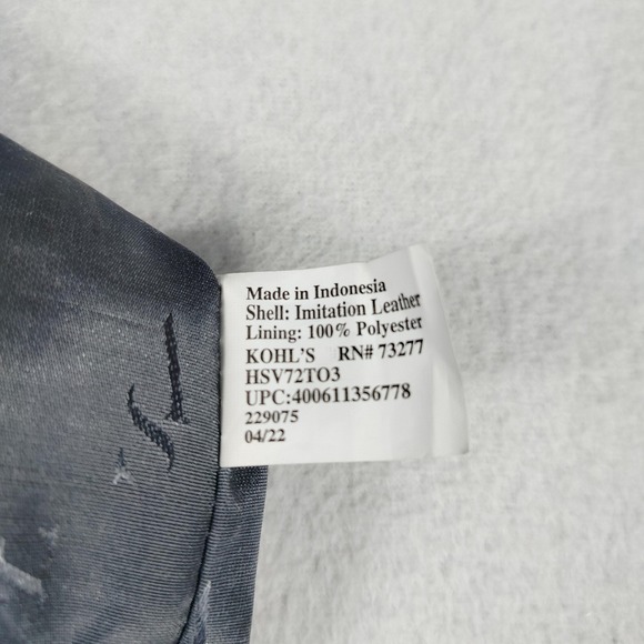 Simply Vera Wang Tote Bag Womens Black Faux Leather Chain Handles Kohl's Purse‎ - Picture 3 of 10